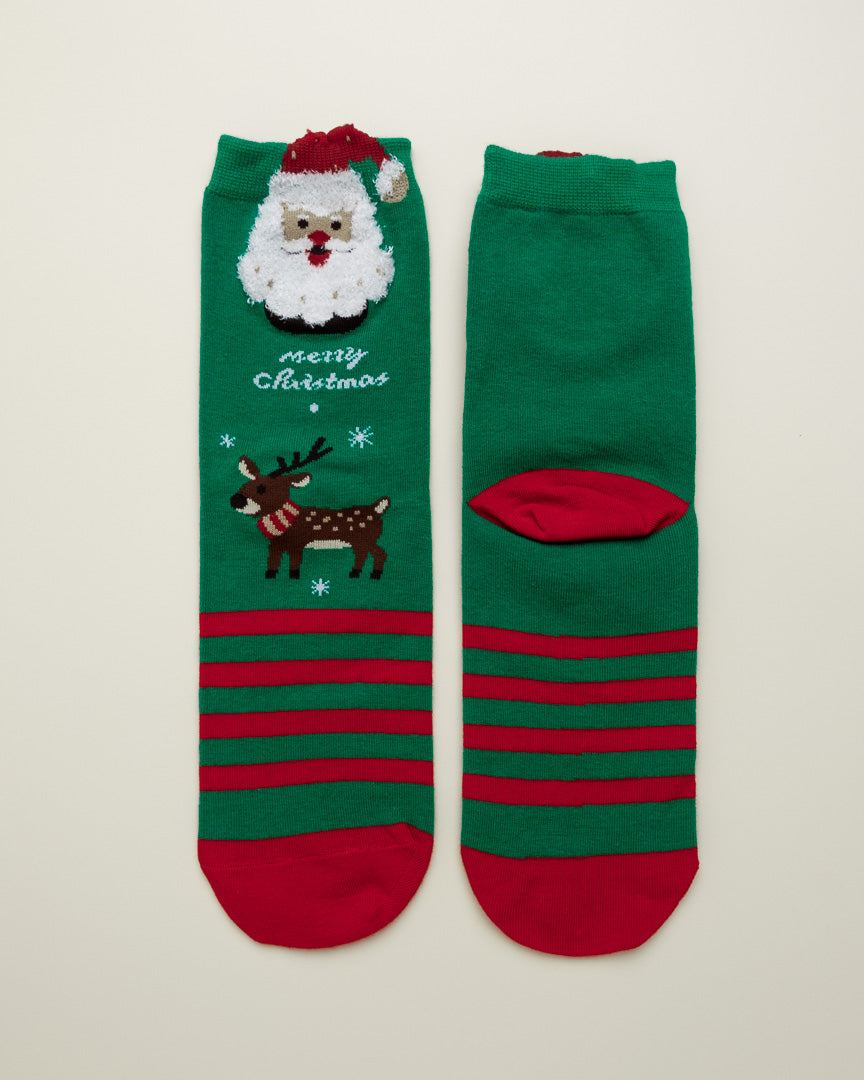 Santa & Reindeer Christmas Socks – Women's Crew Socks