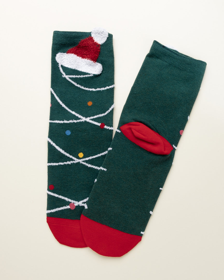Santa Hat Lights – Women's Crew Socks