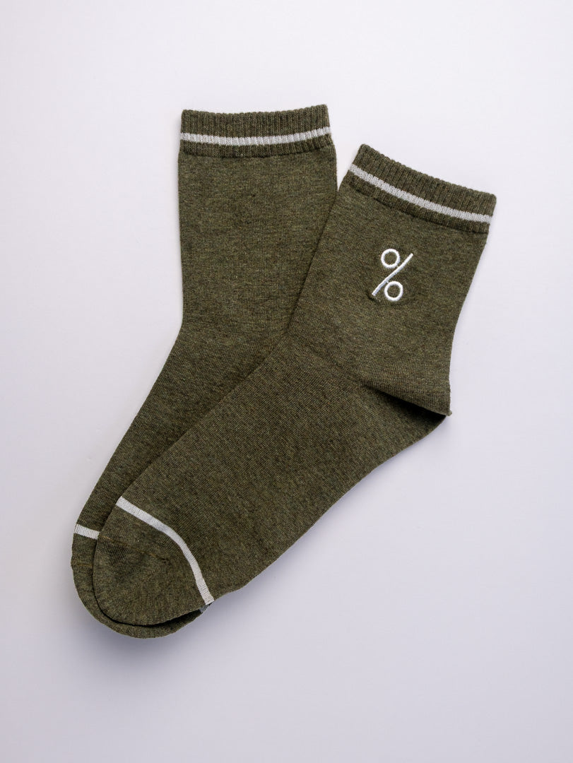 Percent Logo Men's Quarter Cotton Socks – Blue & Olive