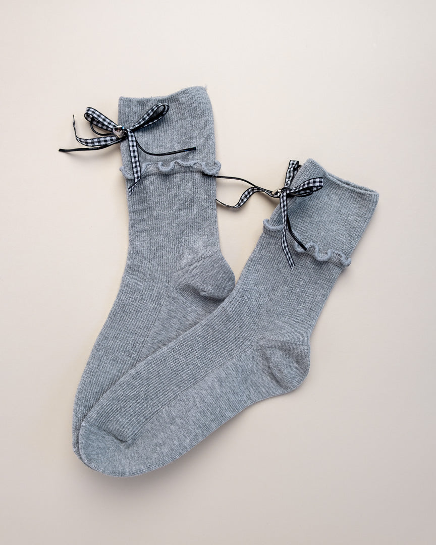 Ribbon Charm Ruffle Women's Crew Socks