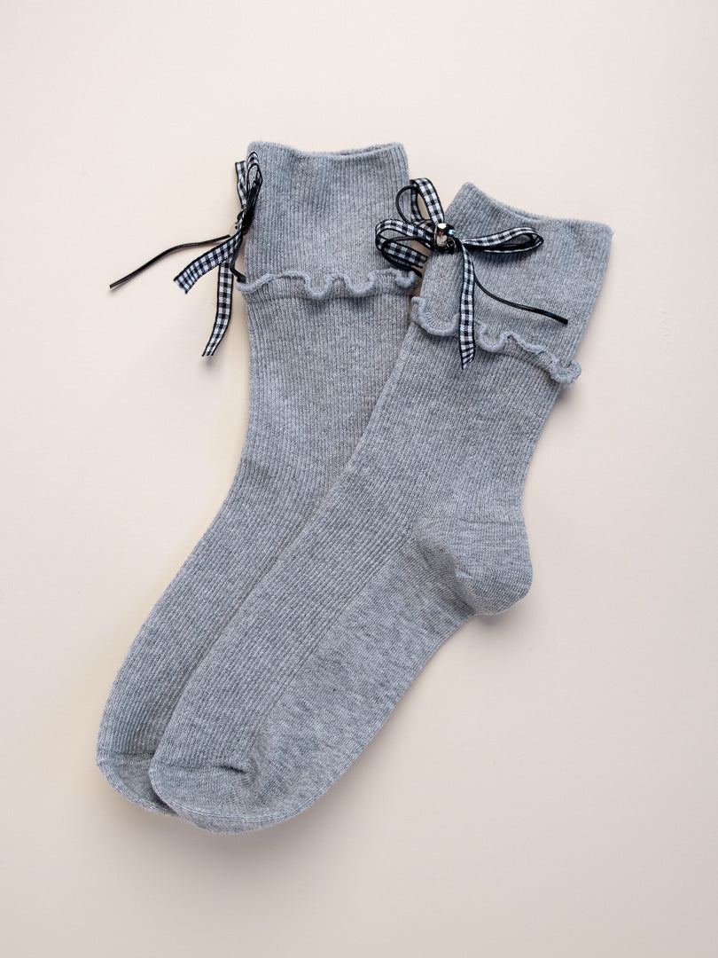 Ribbon Charm Ruffle Women's Crew Socks