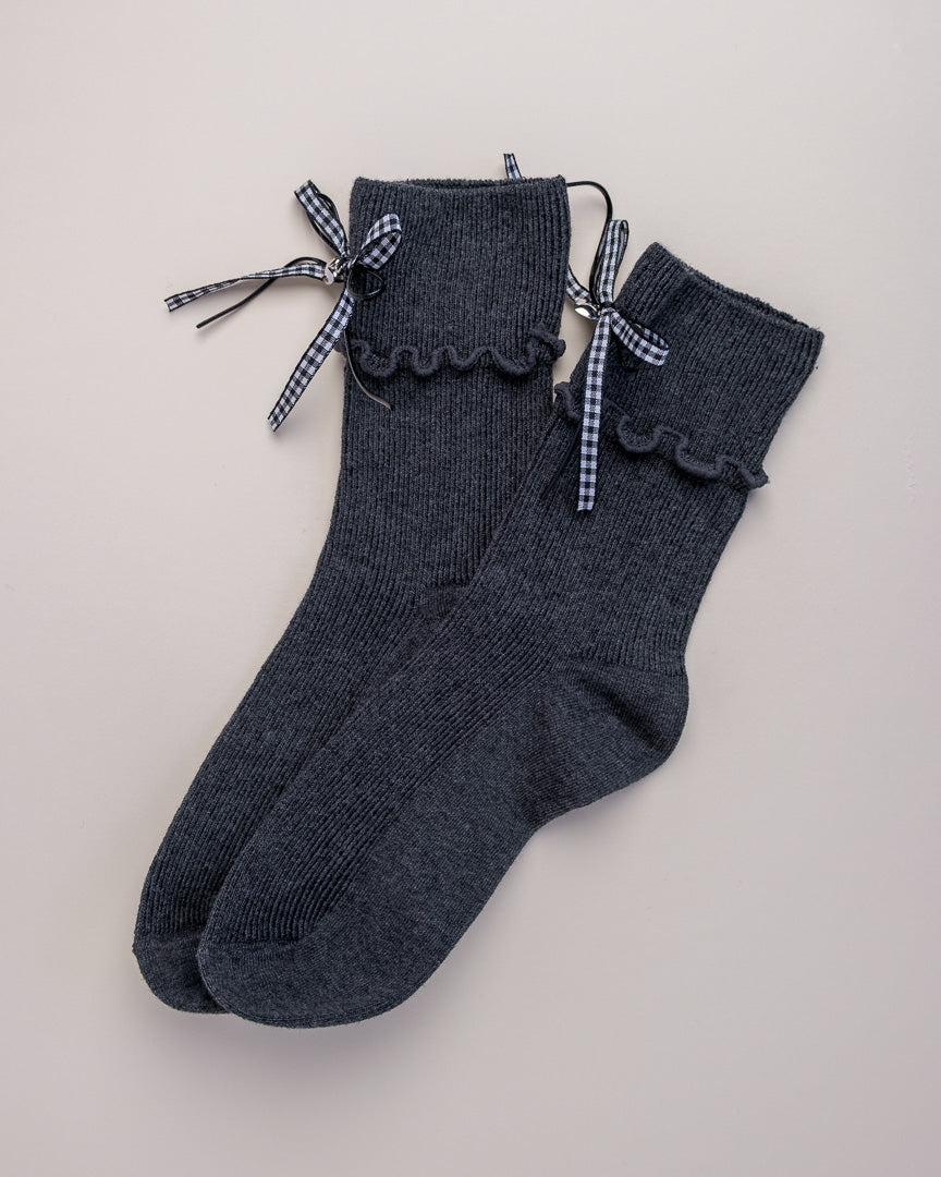 Ribbon Charm Ruffle Women's Crew Socks