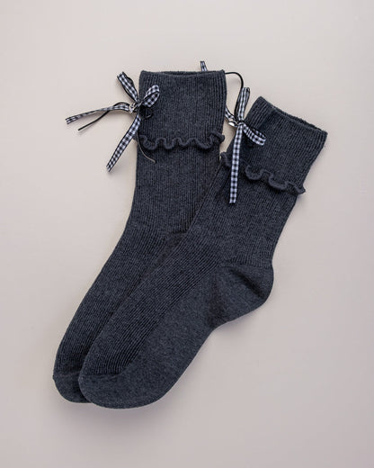 Ribbon Charm Ruffle Women's Crew Socks