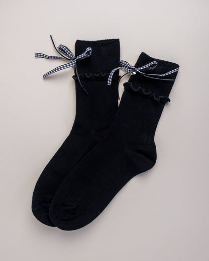 Ribbon Charm Ruffle Women's Crew Socks
