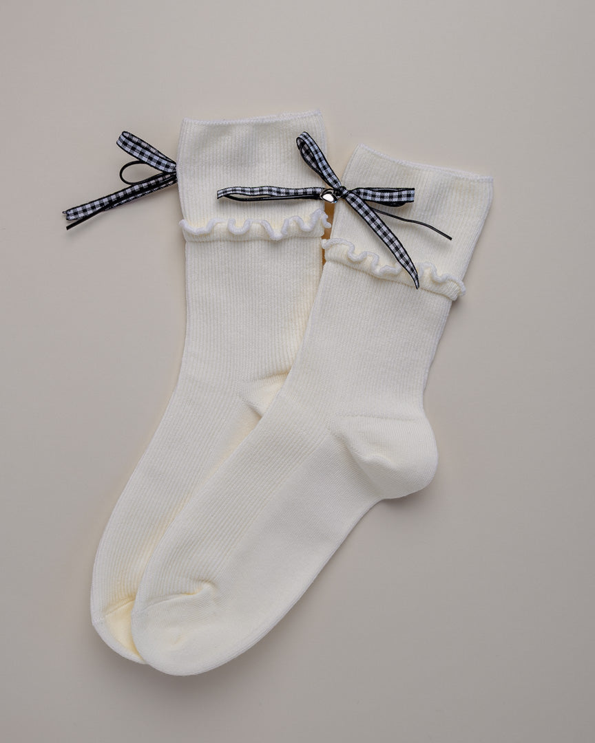 Ribbon Charm Ruffle Women's Crew Socks