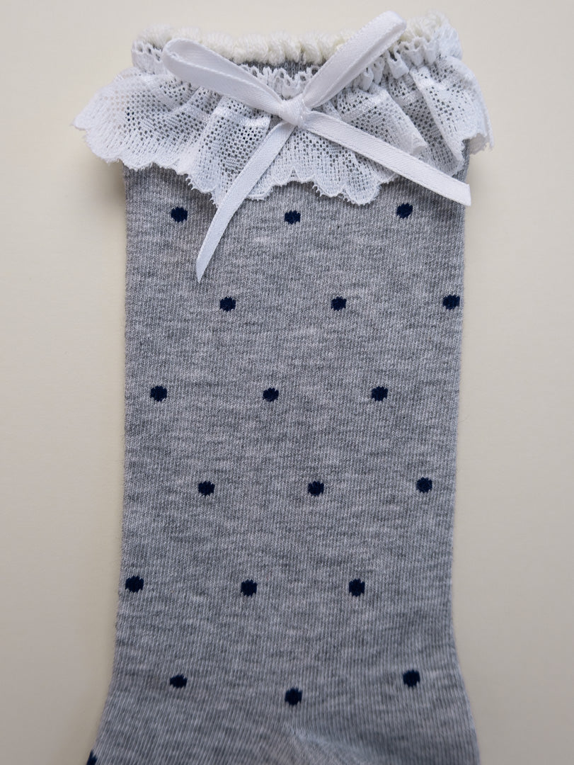 Lace Ruffle Polka Dot Women's Cotton Crew Socks