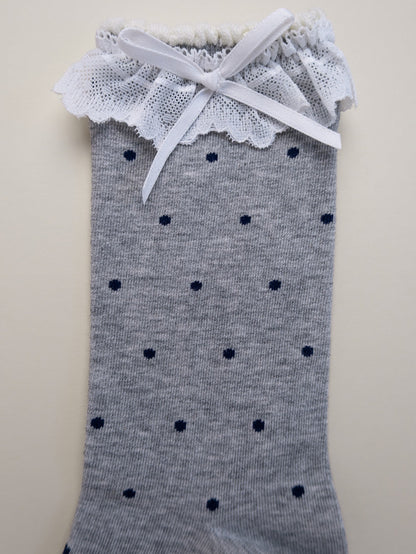 Lace Ruffle Polka Dot Women's Cotton Crew Socks