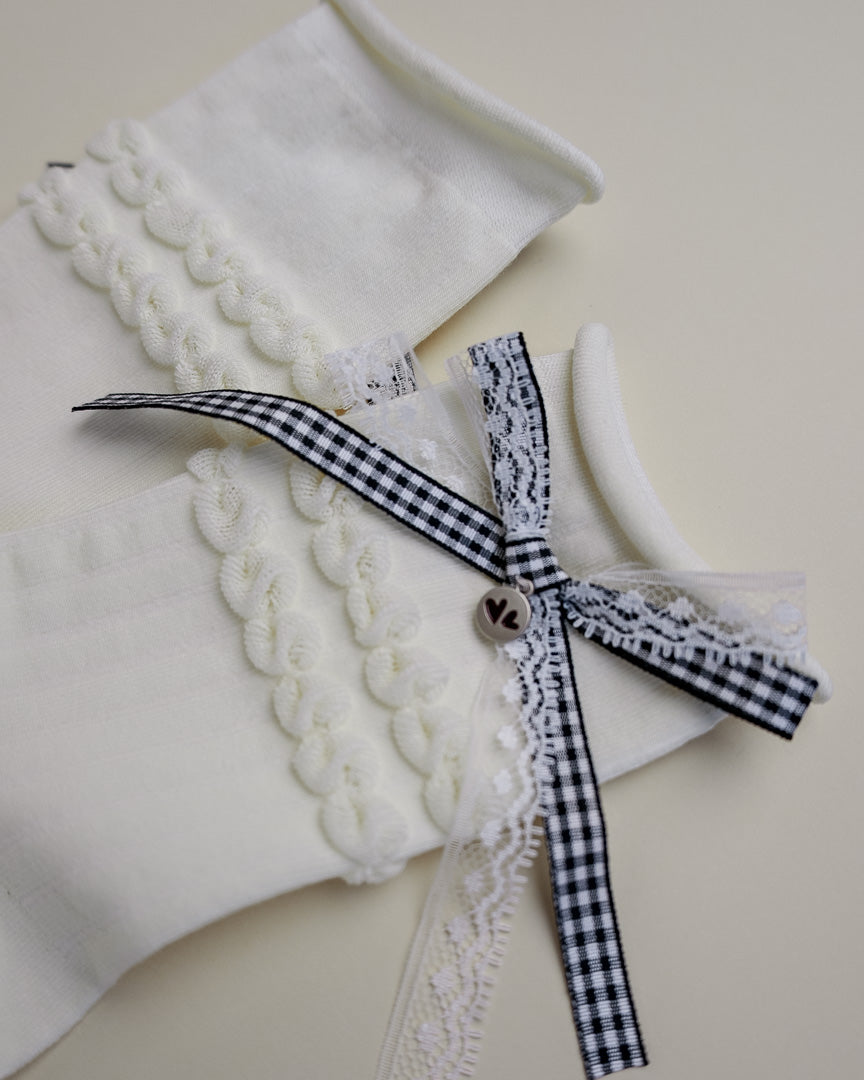 Lace Bow Women's Cotton Crew Socks