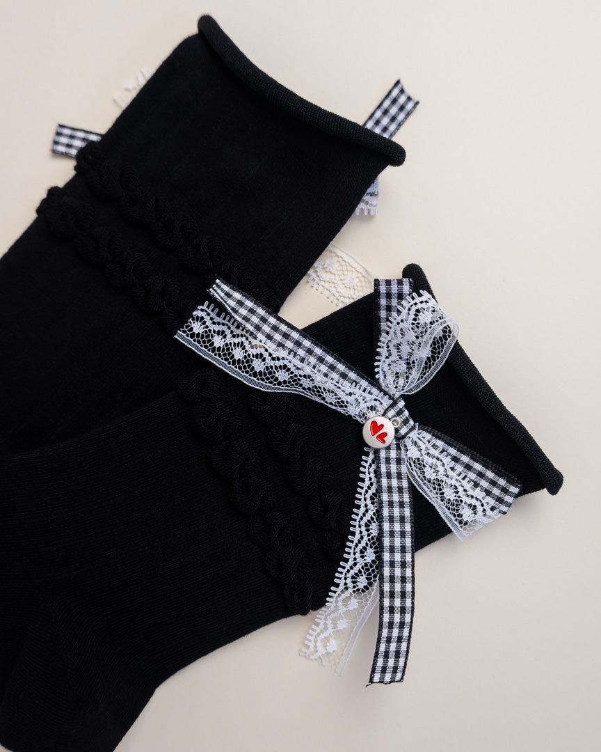 Lace Bow Women's Cotton Crew Socks