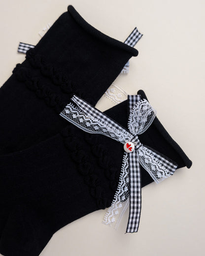 Lace Bow Women's Cotton Crew Socks