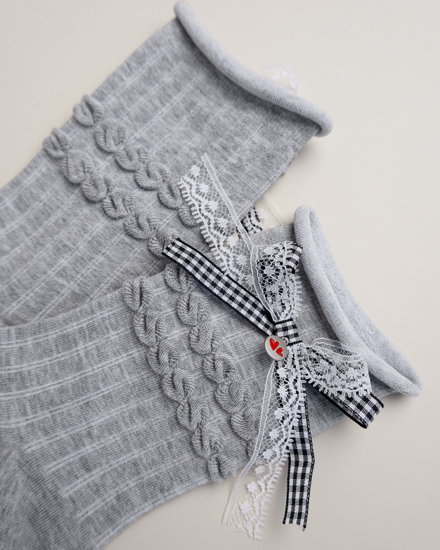 Lace Bow Women's Cotton Crew Socks