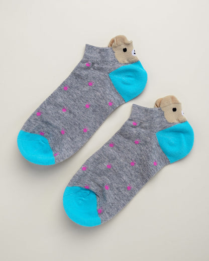 Polka Dot Bear – Cute Women's Ankle socks