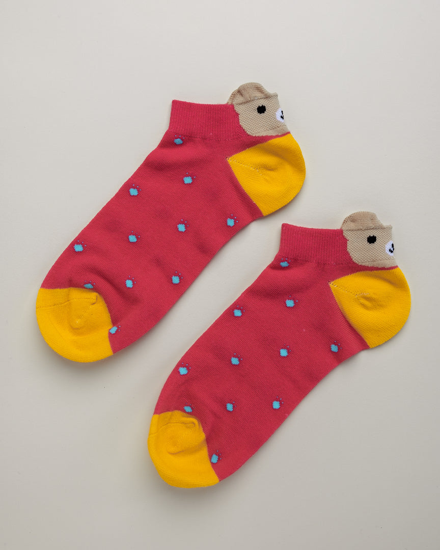 Polka Dot Bear – Cute Women's Ankle socks