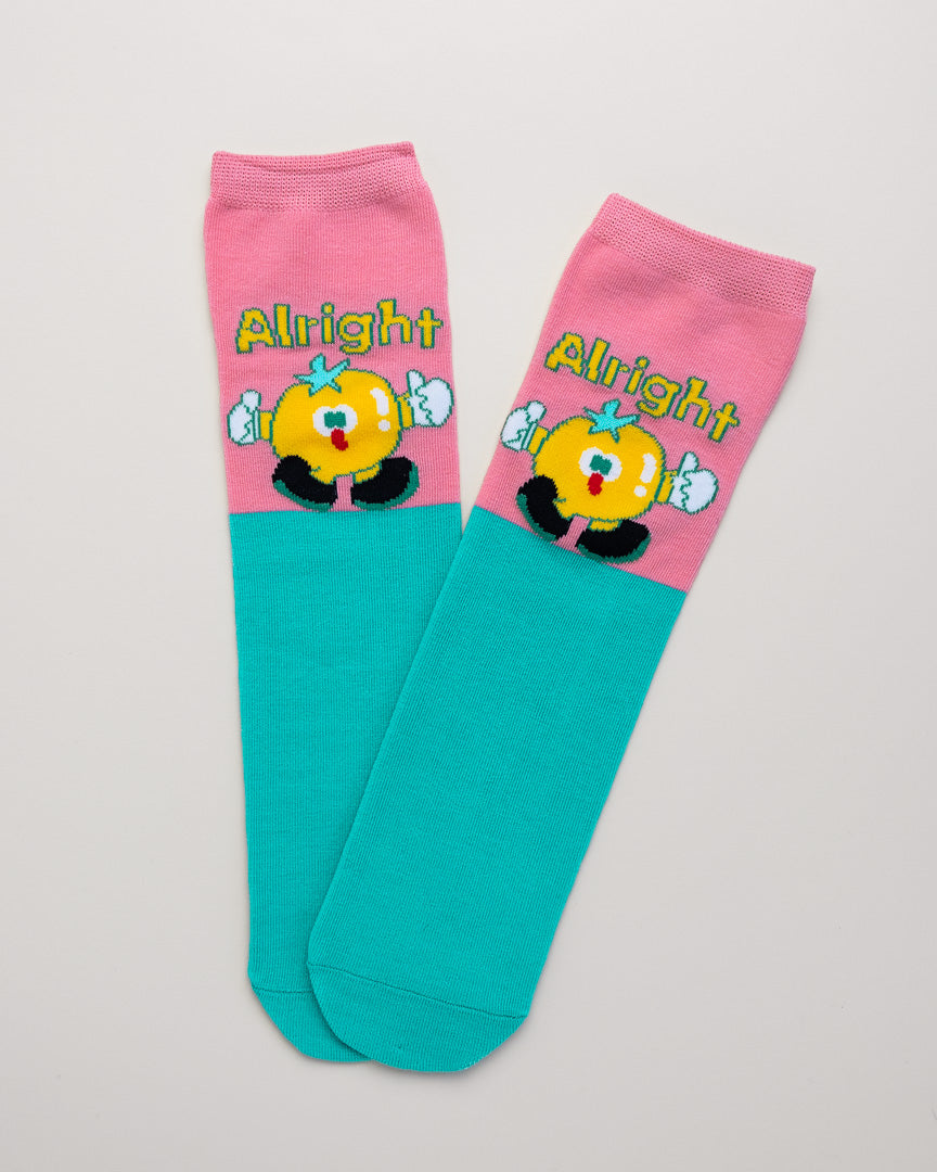 Kids' Cartoon Socks – Heel-Free Color Block Crew Socks