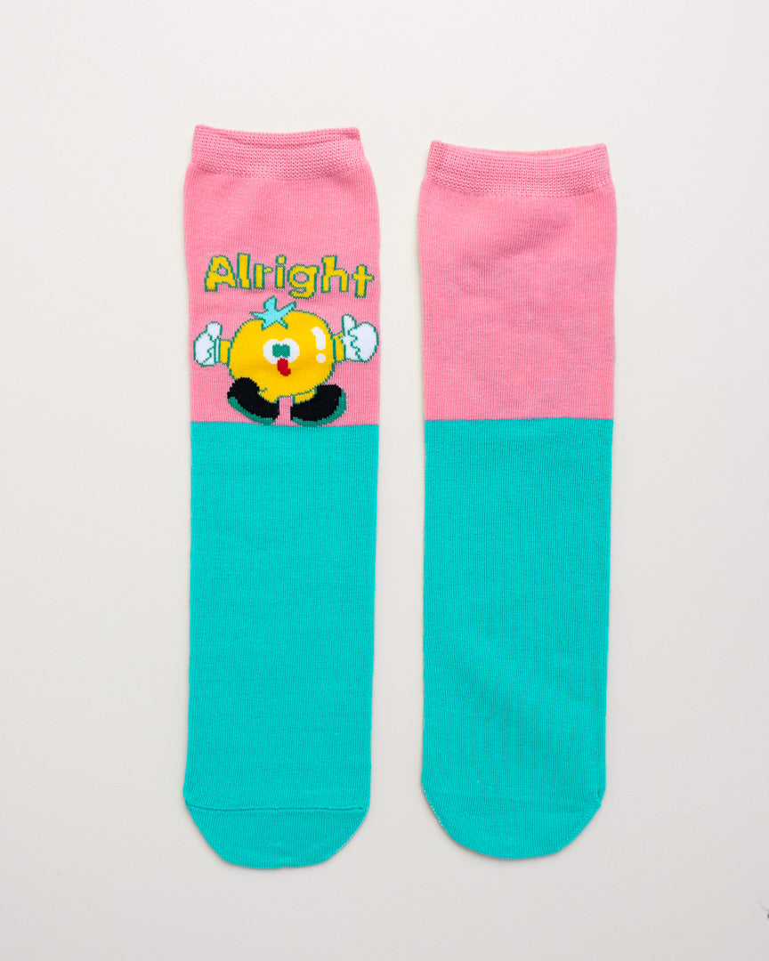 Kids' Cartoon Socks – Heel-Free Color Block Crew Socks
