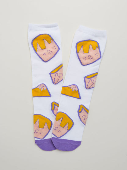 Kids' Cartoon Face Socks – Heel-Free Crew Socks