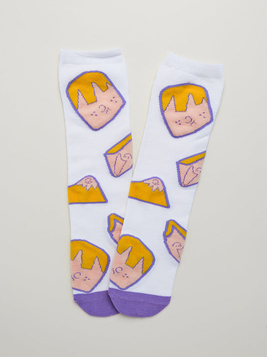Kids' Cartoon Face Socks – Heel-Free Crew Socks