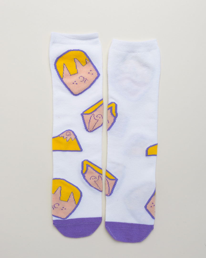 Kids' Cartoon Face Socks – Heel-Free Crew Socks