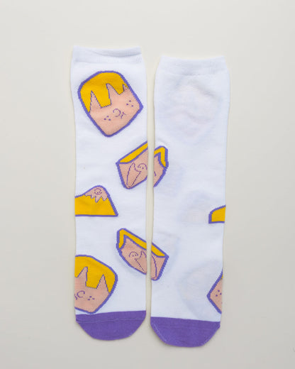 Kids' Cartoon Face Socks – Heel-Free Crew Socks