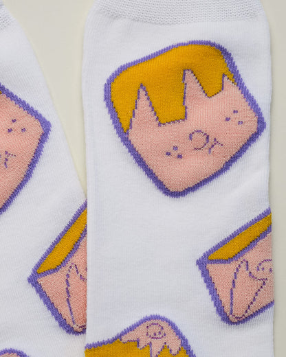 Kids' Cartoon Face Socks – Heel-Free Crew Socks