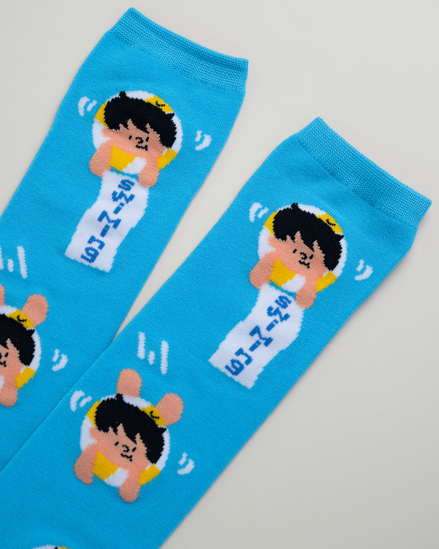 Kids' Swimming Cartoon Socks – Heel-Free Crew Style