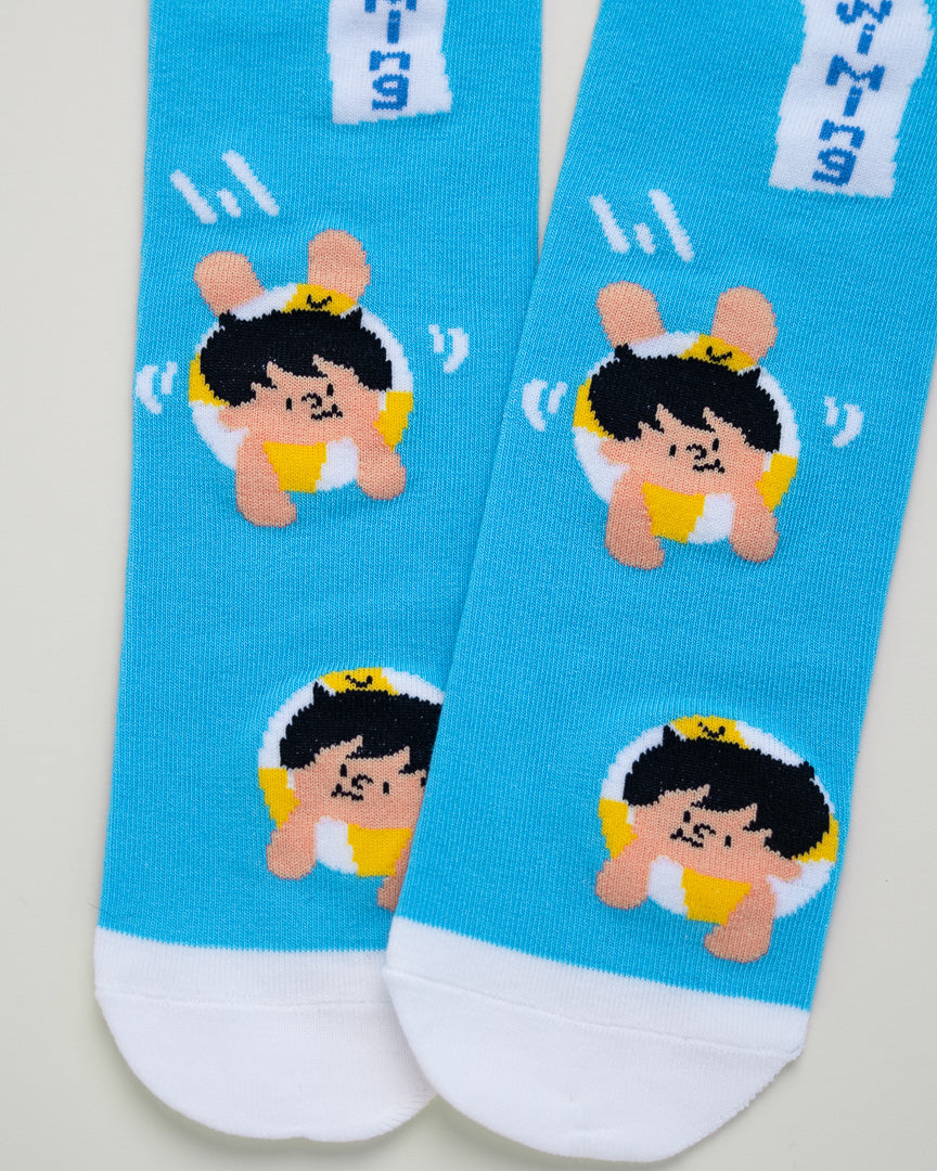 Kids' Swimming Cartoon Socks – Heel-Free Crew Style