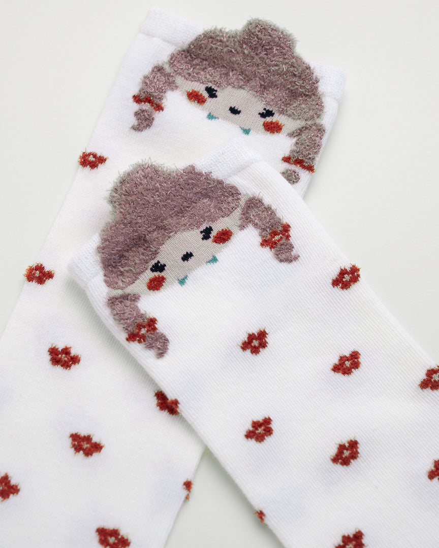 Kids' Cartoon Girl Socks – Heel-Free Cotton Crew Style