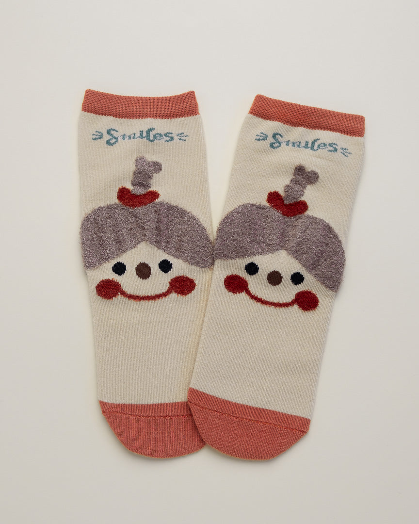 Kids' Smiley Face Socks – Heel-Free Cotton Crew Style