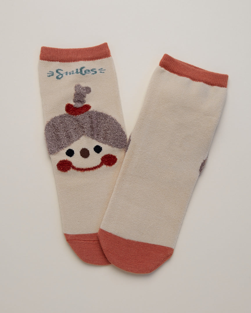 Kids' Smiley Face Socks – Heel-Free Cotton Crew Style