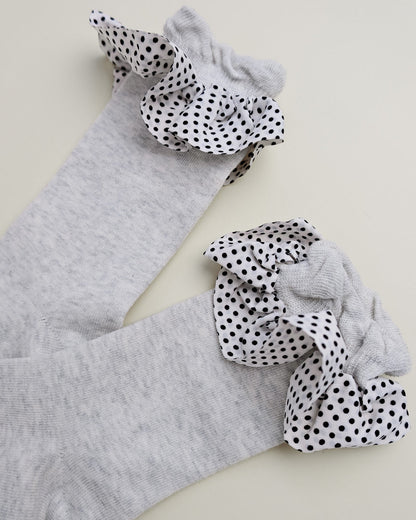 Polka Dot Ruffle Cuff Women's Crew Socks