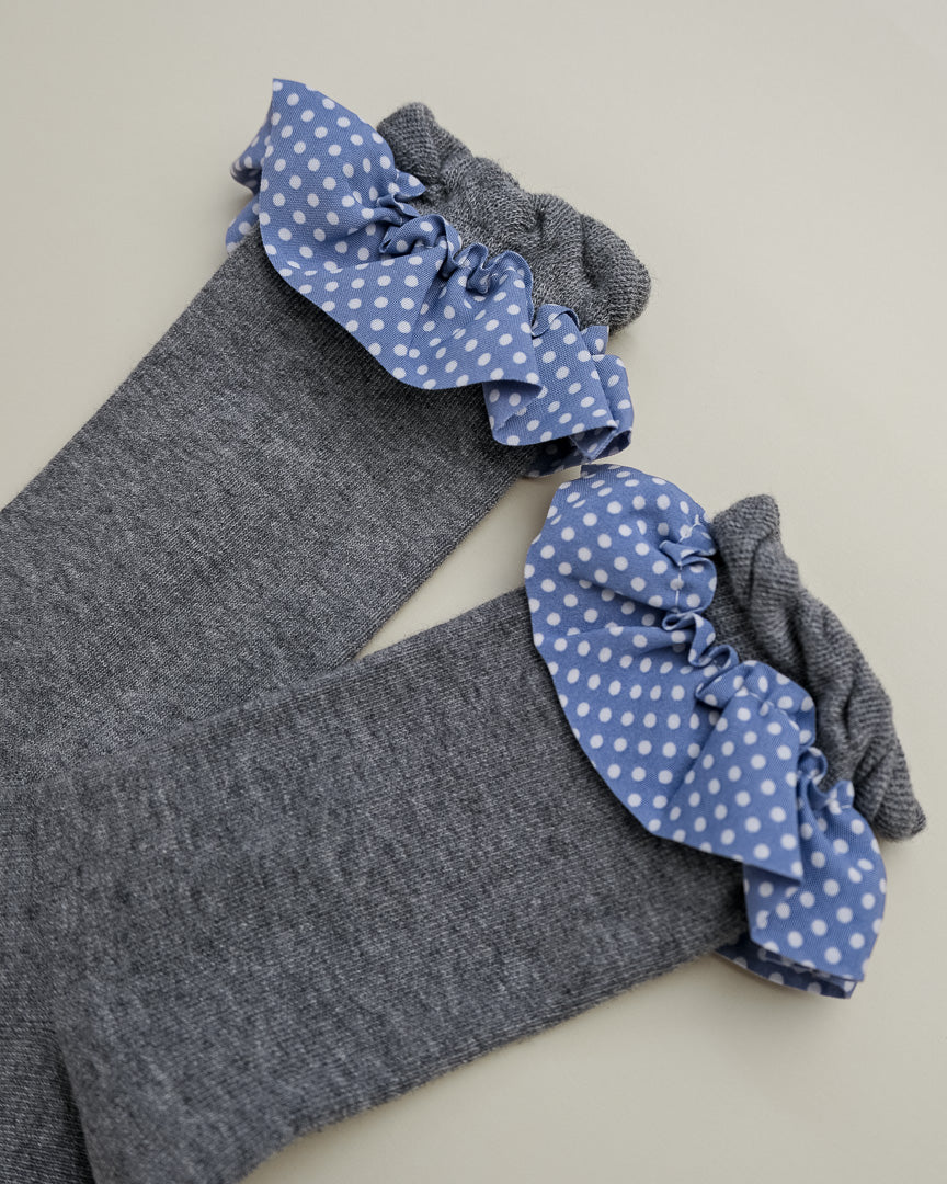 Polka Dot Ruffle Cuff Women's Crew Socks