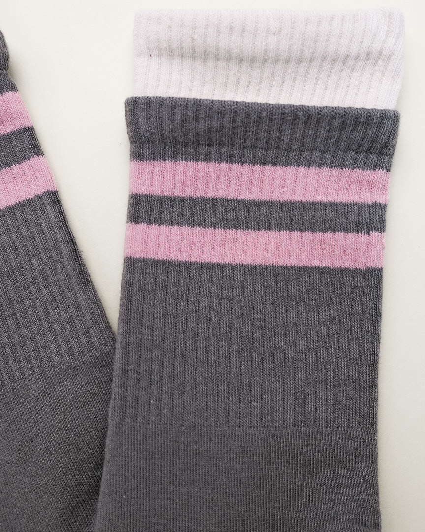 Striped Pilates & Yoga Grip Socks – Non-Slip Women's Crew Socks