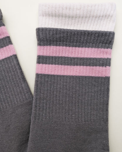 Striped Pilates & Yoga Grip Socks – Non-Slip Women's Crew Socks