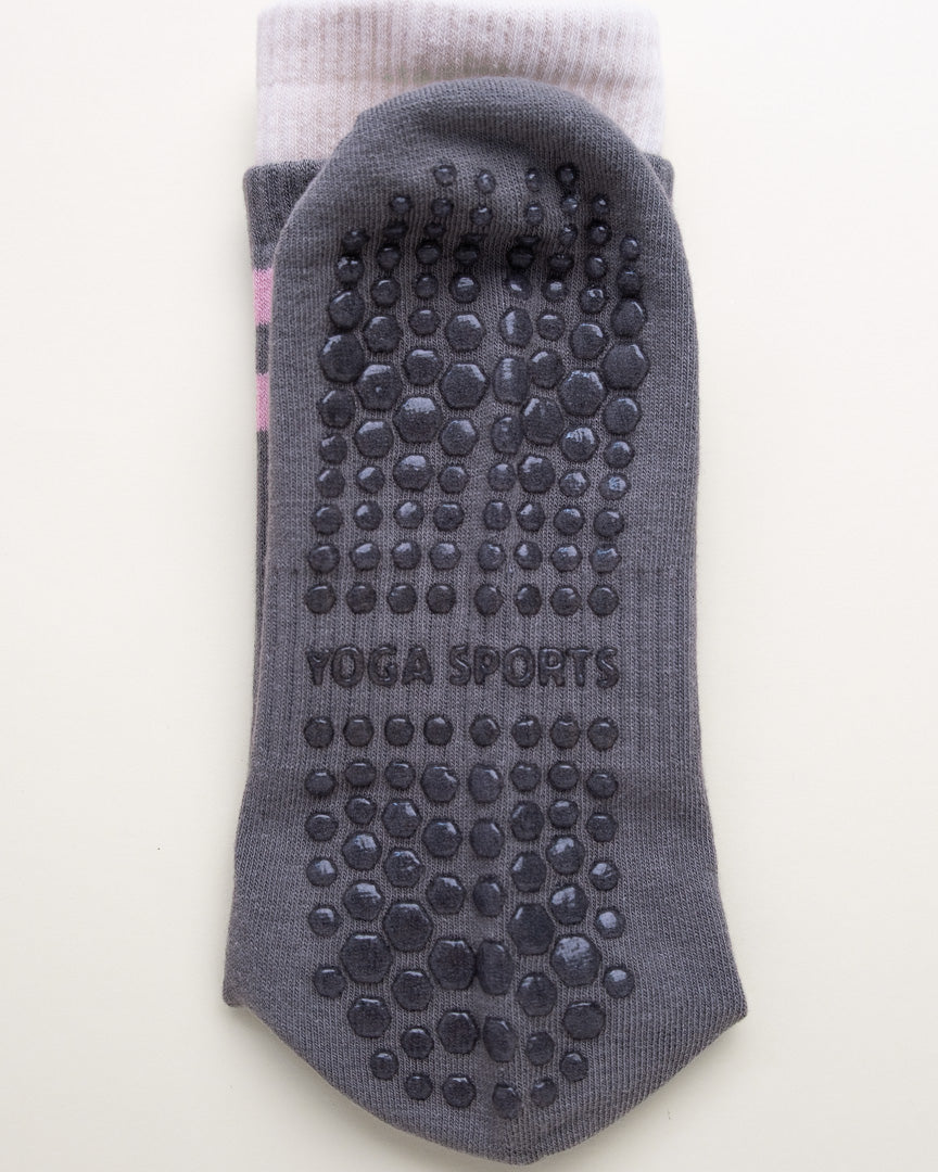 Striped Pilates & Yoga Grip Socks – Non-Slip Women's Crew Socks