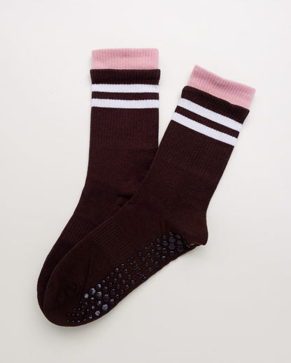 Striped Pilates & Yoga Grip Socks – Non-Slip Women's Crew Socks