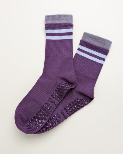 Striped Pilates & Yoga Grip Socks – Non-Slip Women's Crew Socks