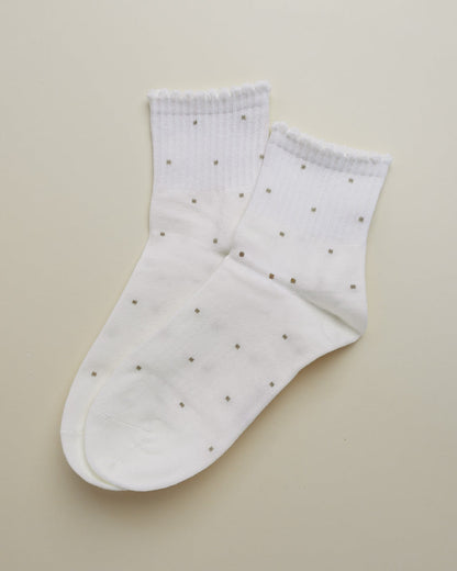 Mini Dots Ruffle Socks – Women's Quarter Socks