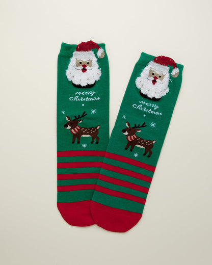 Santa & Reindeer Christmas Socks – Women's Crew Socks