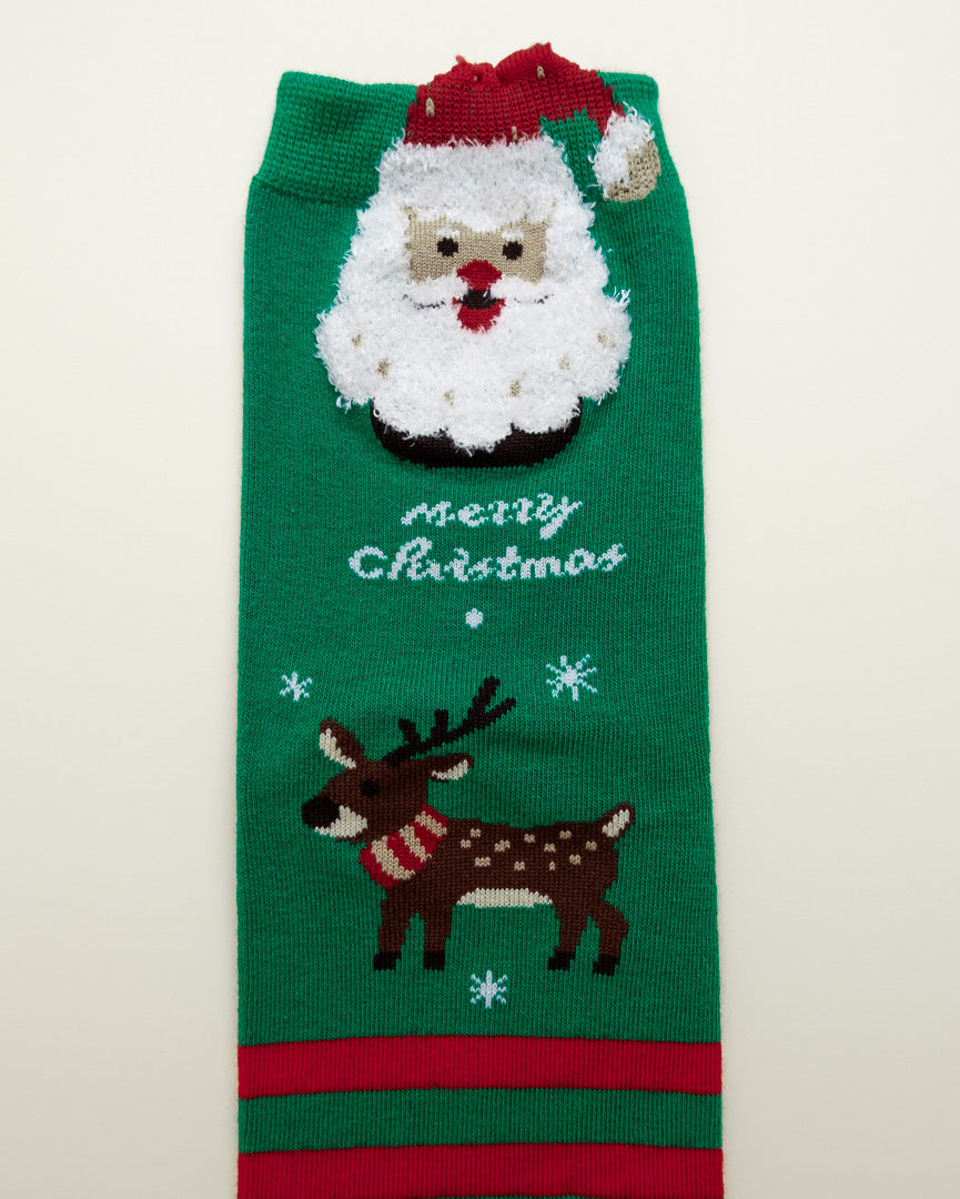 Santa & Reindeer Christmas Socks – Women's Crew Socks