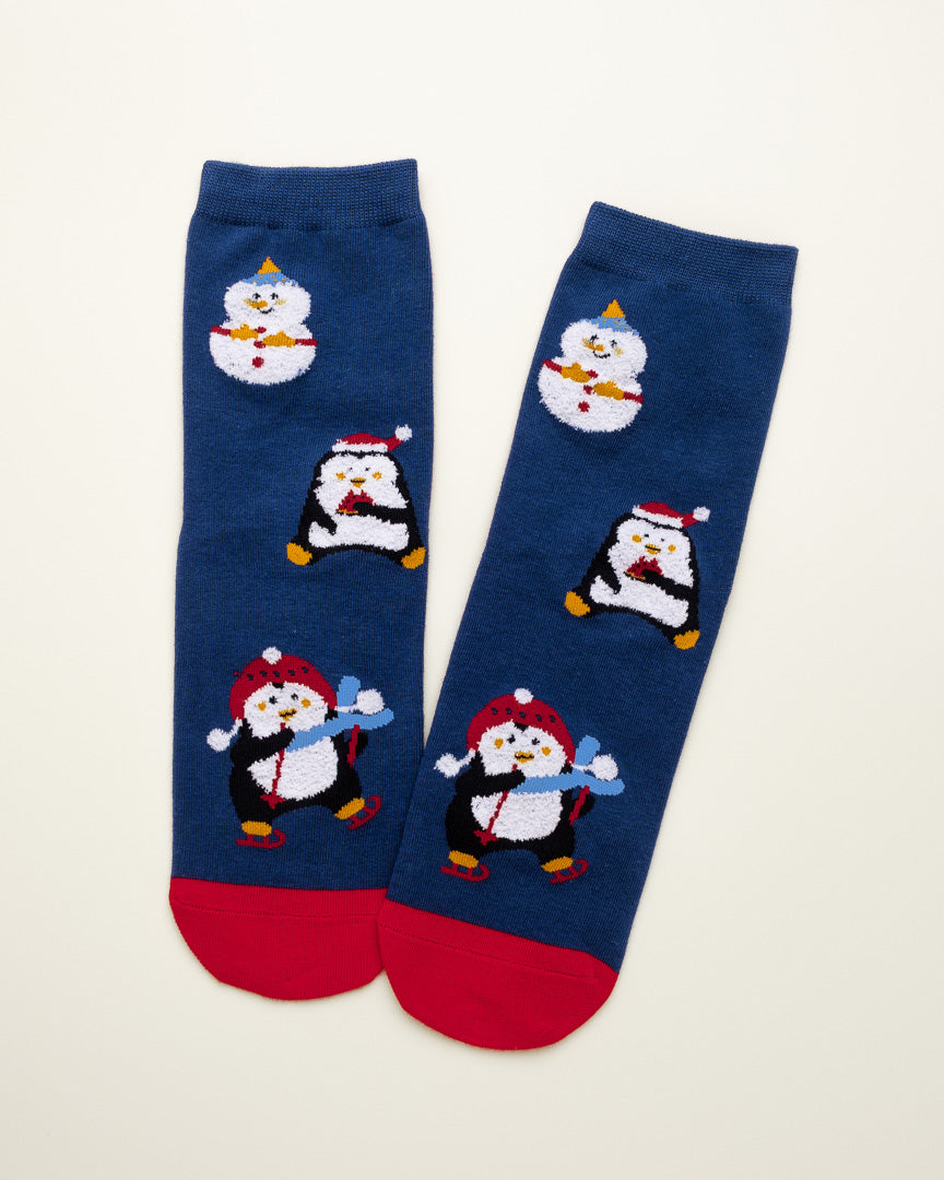 Christmas Penguin Socks – Women's Crew Socks