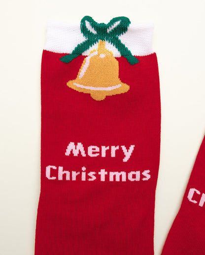 Christmas Bell & Bear Socks – Women's Crew Socks