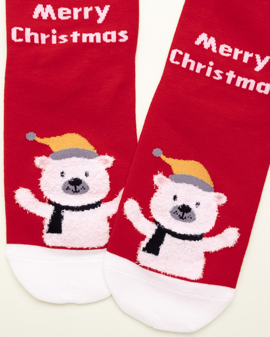 Christmas Bell & Bear Socks – Women's Crew Socks
