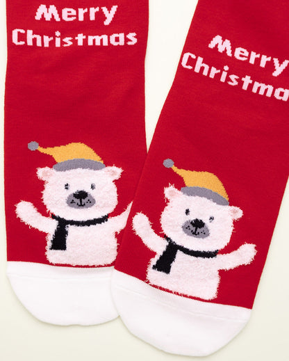 Christmas Bell & Bear Socks – Women's Crew Socks
