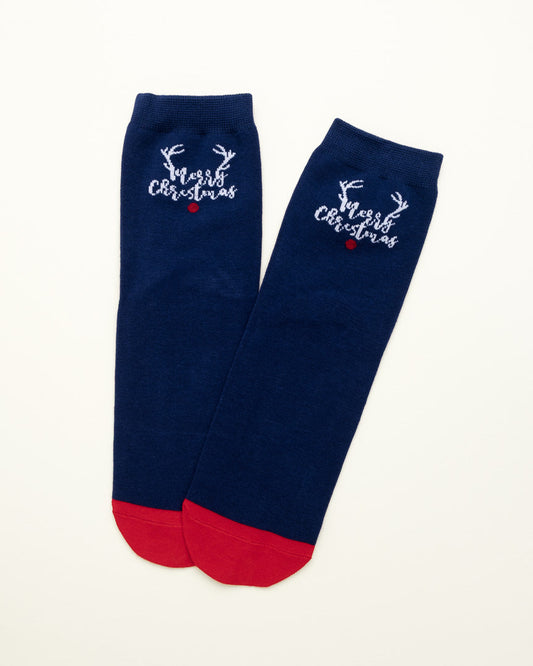 Minimal Reindeer Christmas Socks – Women's Crew Socks