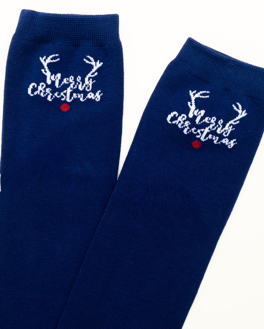Minimal Reindeer Christmas Socks – Women's Crew Socks