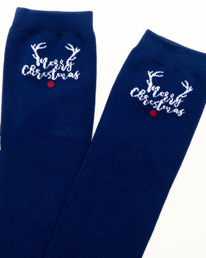 Minimal Reindeer Christmas Socks – Women's Crew Socks
