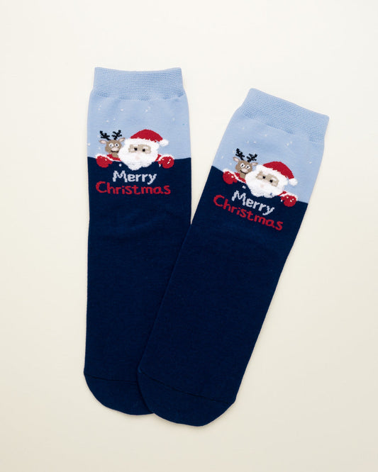 Santa & Reindeer Christmas Socks – Women's Crew Socks