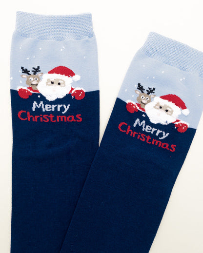 Santa & Reindeer Christmas Socks – Women's Crew Socks
