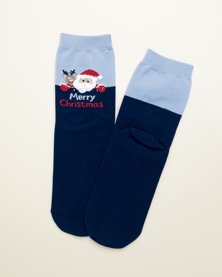 Santa & Reindeer Christmas Socks – Women's Crew Socks