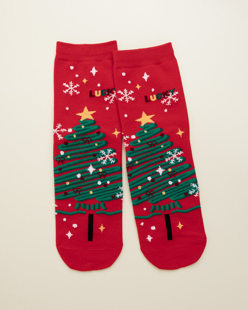 Lucky Christmas Tree Socks – Women's Crew Socks